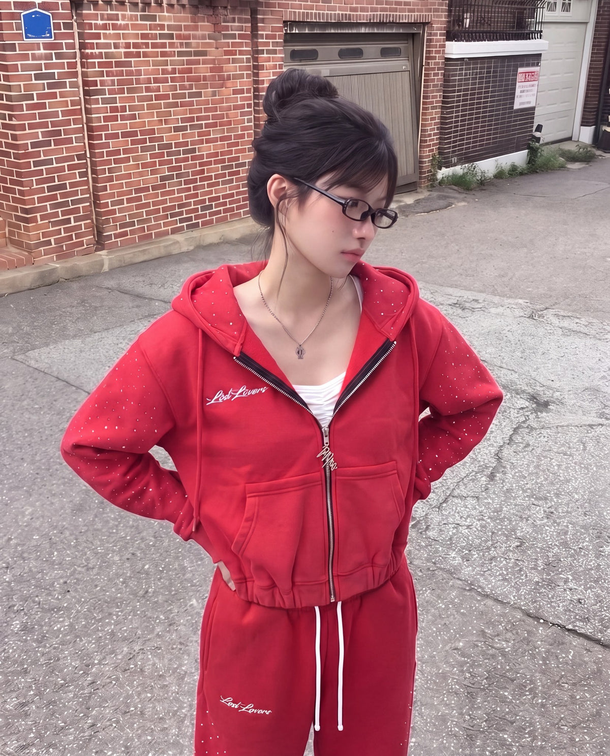 Rhinestone Sweat — Red