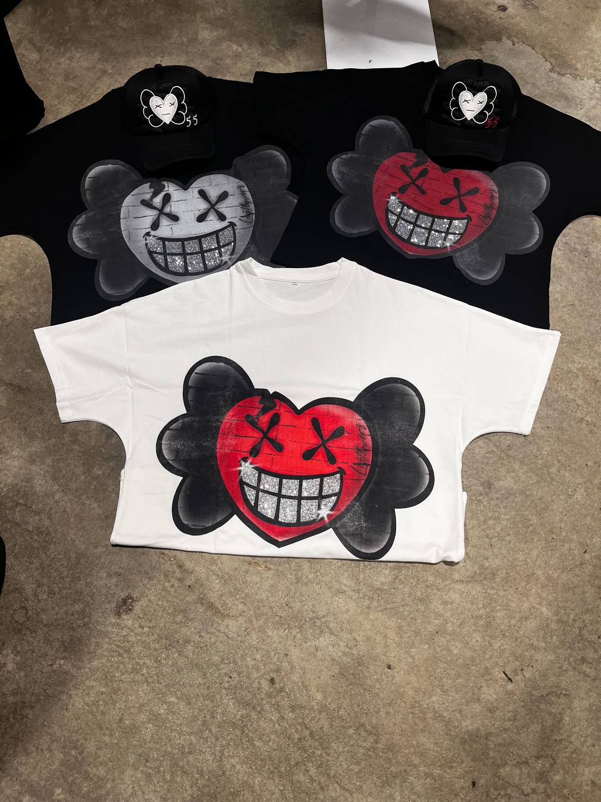 Just Smile Rhinestone Tee – Black