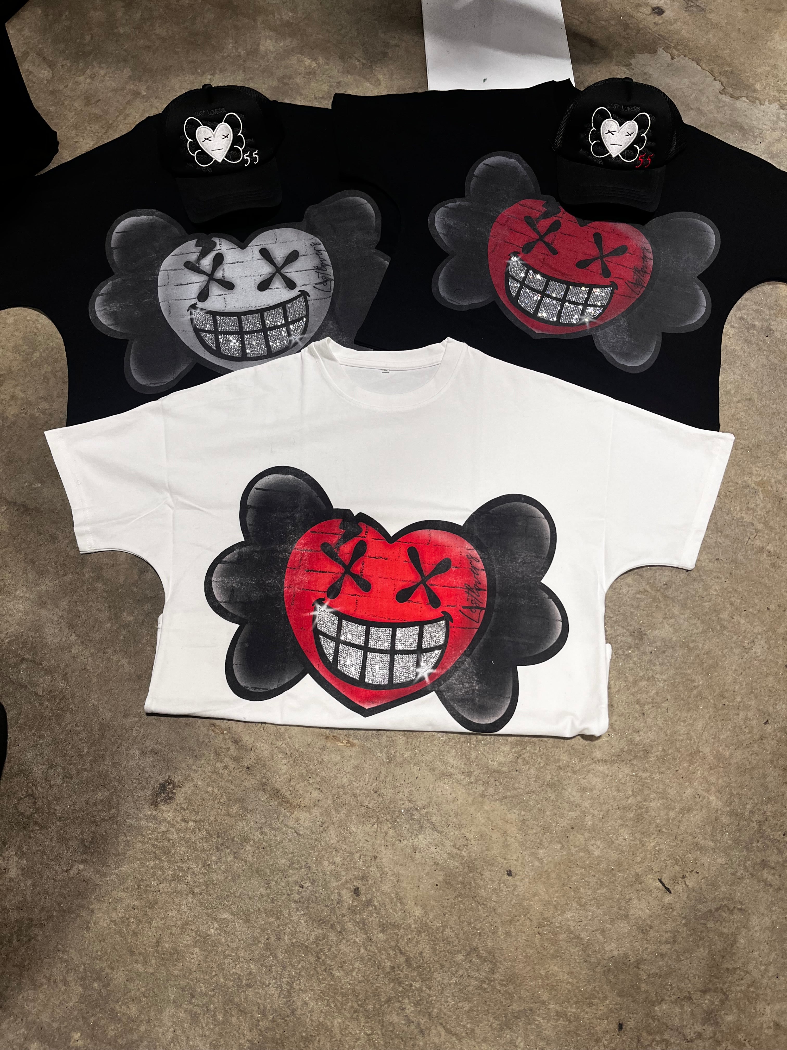 Just Smile Rhinestone Tee – Black