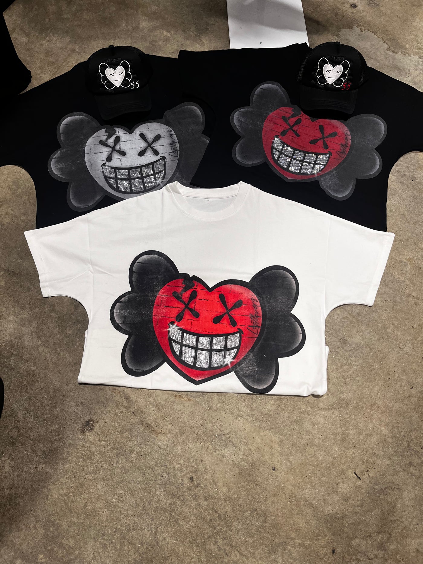 Just Smile Rhinestone Tee – White