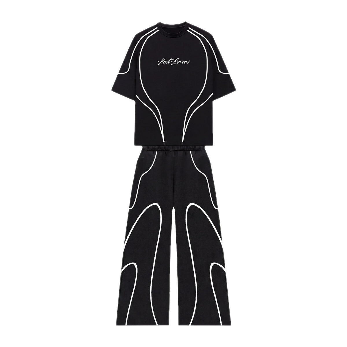 Piped Tee + Wide-Leg